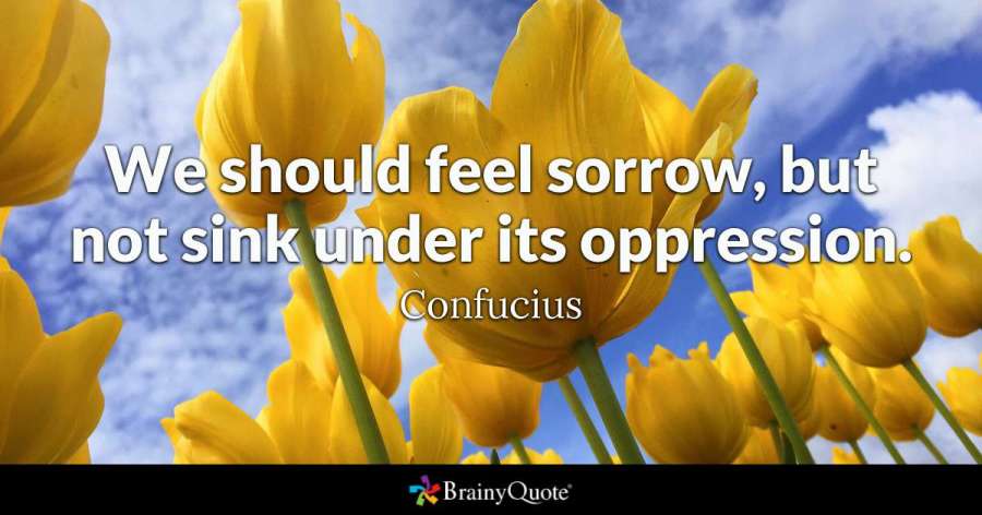 image of yellow tulips and blue sky with quote by confucius